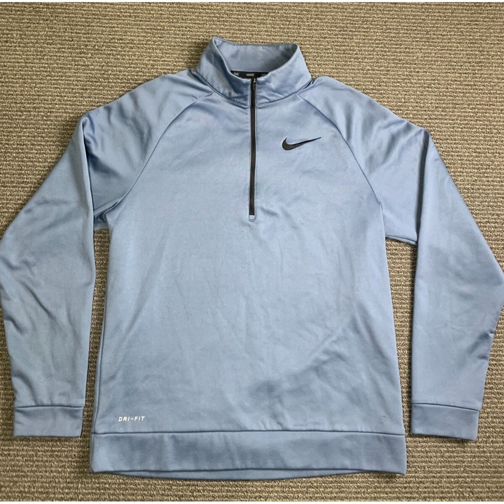 Nike Sweatshirt Mens M Blue DriFit 1/4 Zip Lightweight Pullover Activewear Top